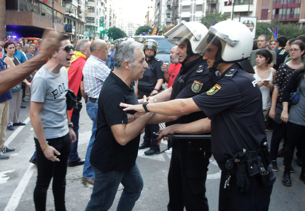 Los altercados se produjeron en la manifestación nacionalista del 9 de Octubre en Valencia