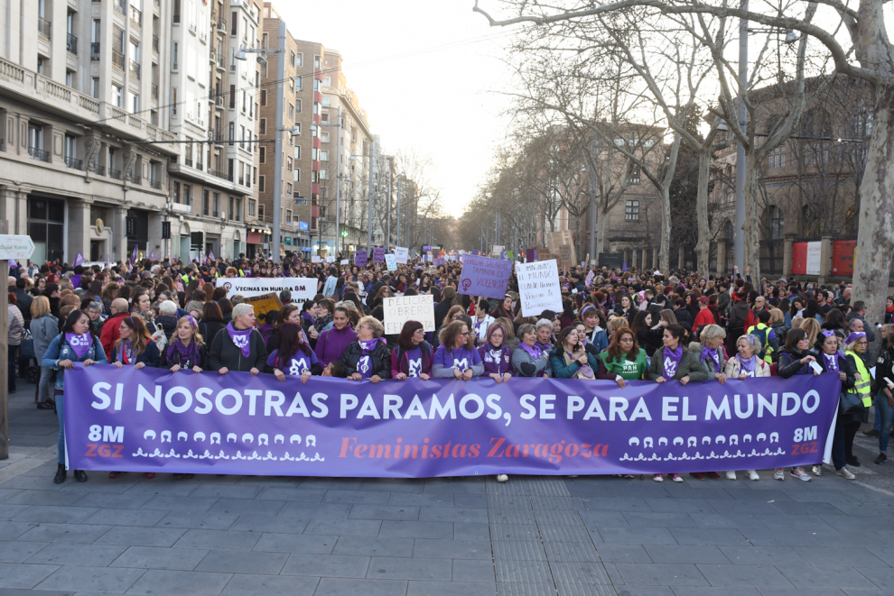 Arranca la manifestación por el Día de la Mujer en Zaragoza.