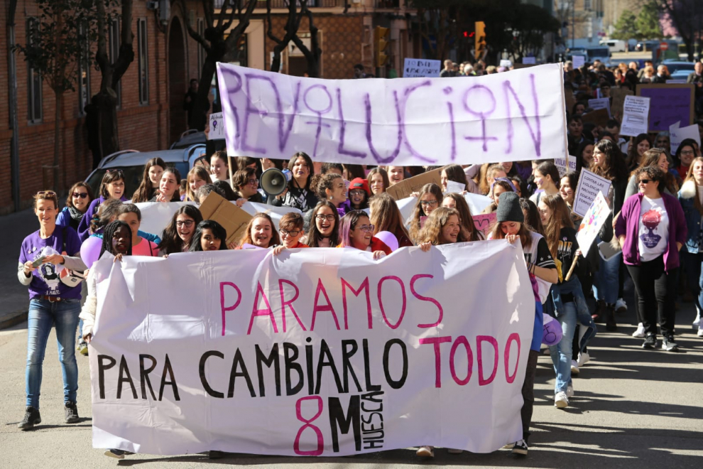 Una de las dos manifestaciones convocadas en Huesca