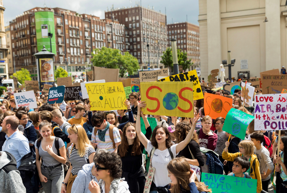 Manifestaciones contra el cambio climático en Hungría.