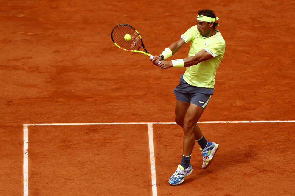 Tennis - French Open - Roland Garros, Paris, France - June 9, 2019. Spain's Rafael Nadal in action during his final match against Austria's Dominic Thiem. REUTERS/Vincent Kessler [[[REUTERS VOCENTO]]] TENNIS-FRENCHOPEN/