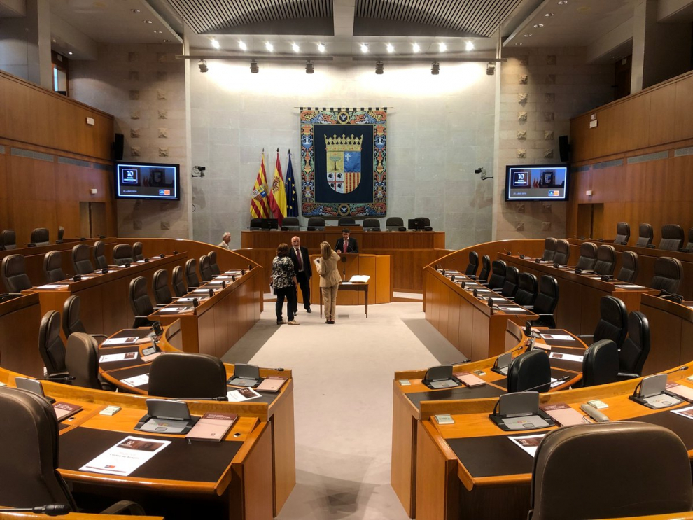 La cámara de las Cortes de Aragón, antes de arrancar la sesión constitutiva de la X legislatura