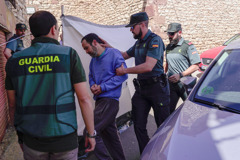Pedro Blasco acusado dela muerte de su madre en Pozondon (Teruel). esconducida a la reconstruccion de los hechos Foto /Antonio Garcia/Bykofoto.20/06/19 [[[FOTOGRAFOS]]]