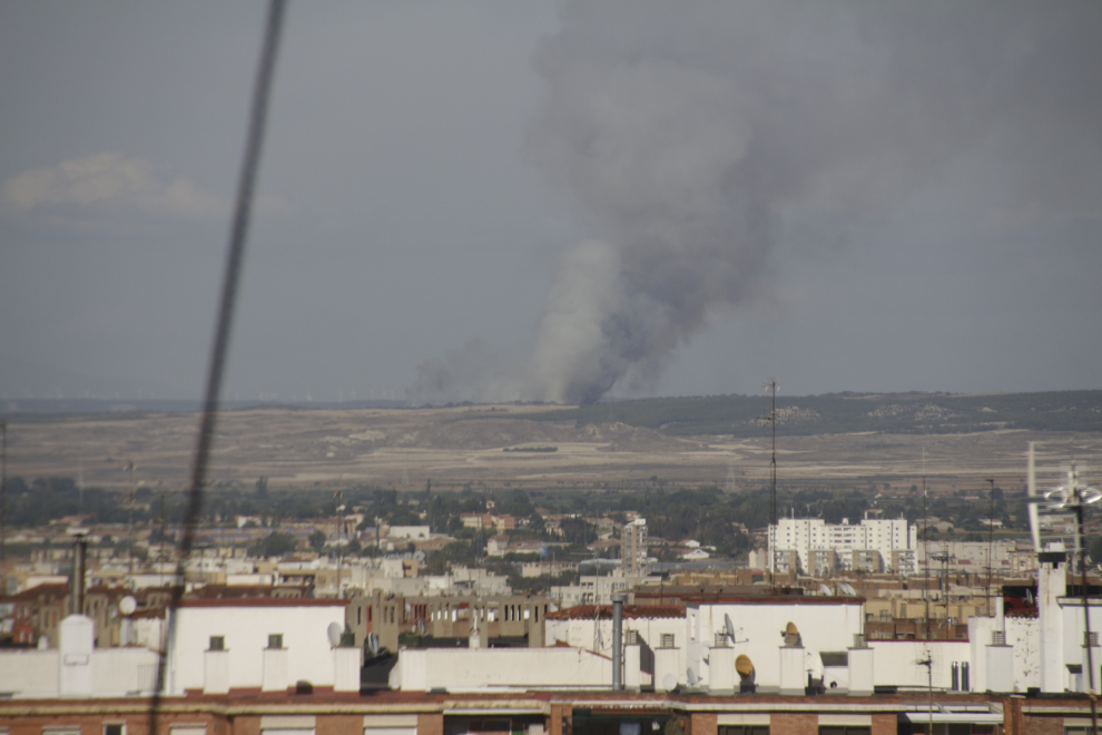 El humo del incendio, visto desde Peñaflor.