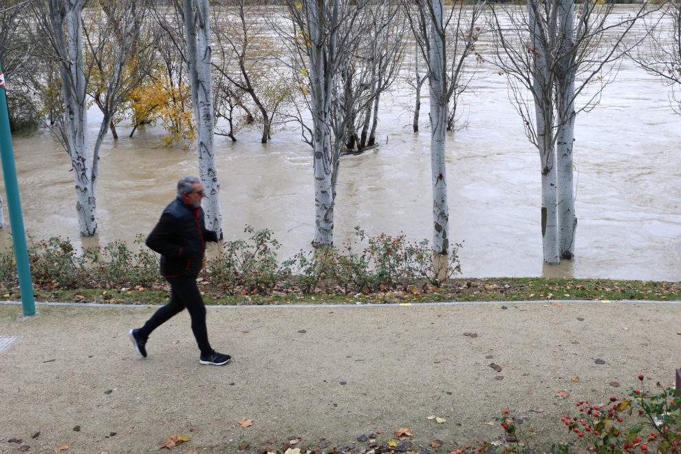El Ebro anega las riberas de la capital