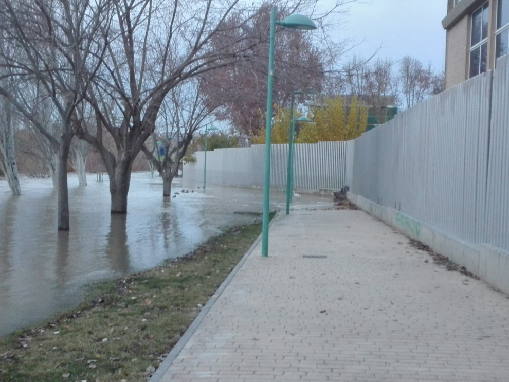 El río Ebro anegó las riberas a su paso por la capital. La punta de la crecida pasa en torno a las 8.30 por Zaragoza tras obligar a desalojos y anegar cultivos en la Ribera Alta.