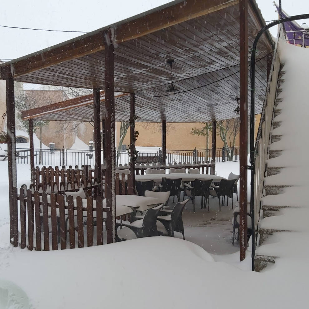 Imágenes de la nevada en Ferreruela de Huerva (Teruel).