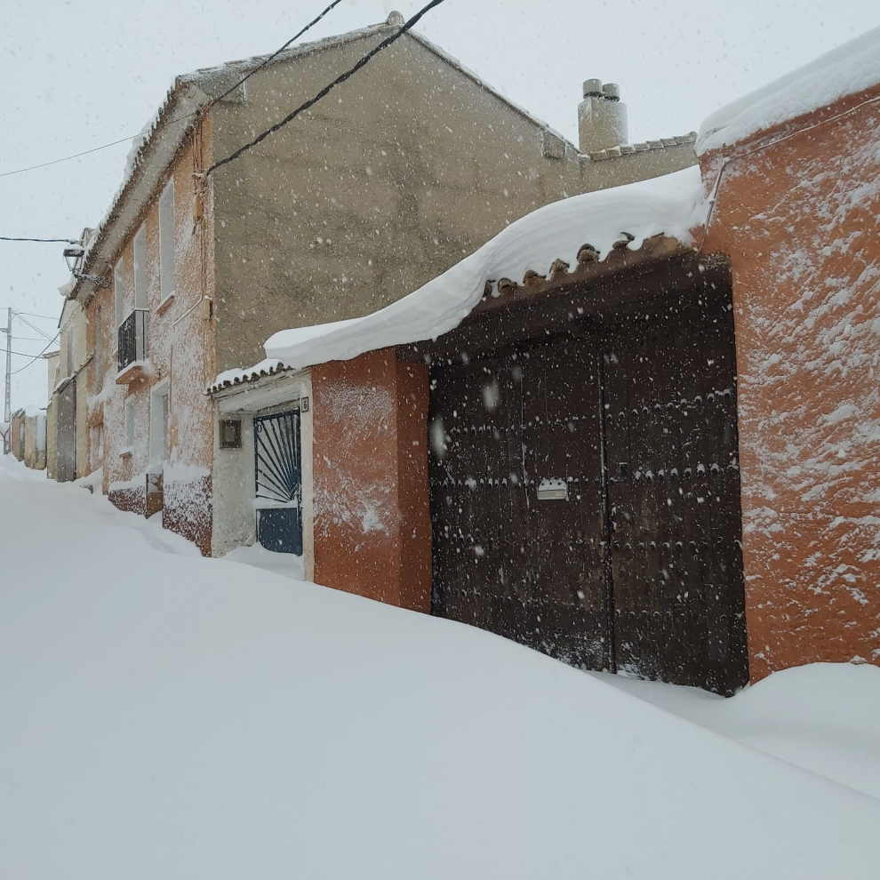 Imágenes de la nevada en Ferreruela de Huerva (Teruel).