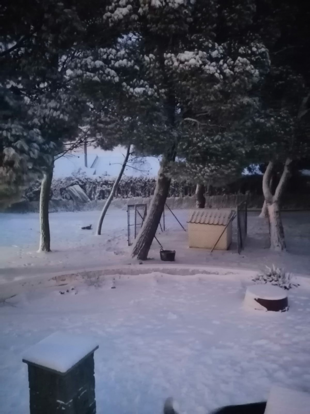 Nieve en La Muela, este martes, por la borrasca Gloria