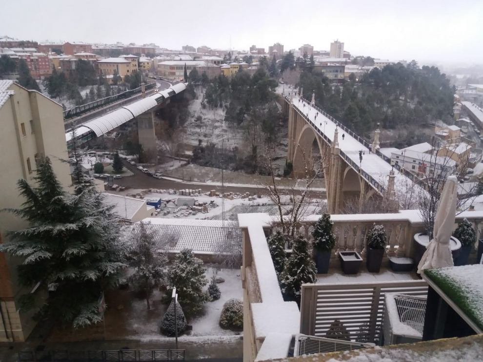 Nieve en Teruel capital, este martes