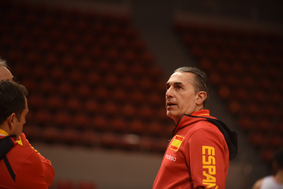 Entrenamiento de la selección española de baloncesto en el Príncipe Felipe.