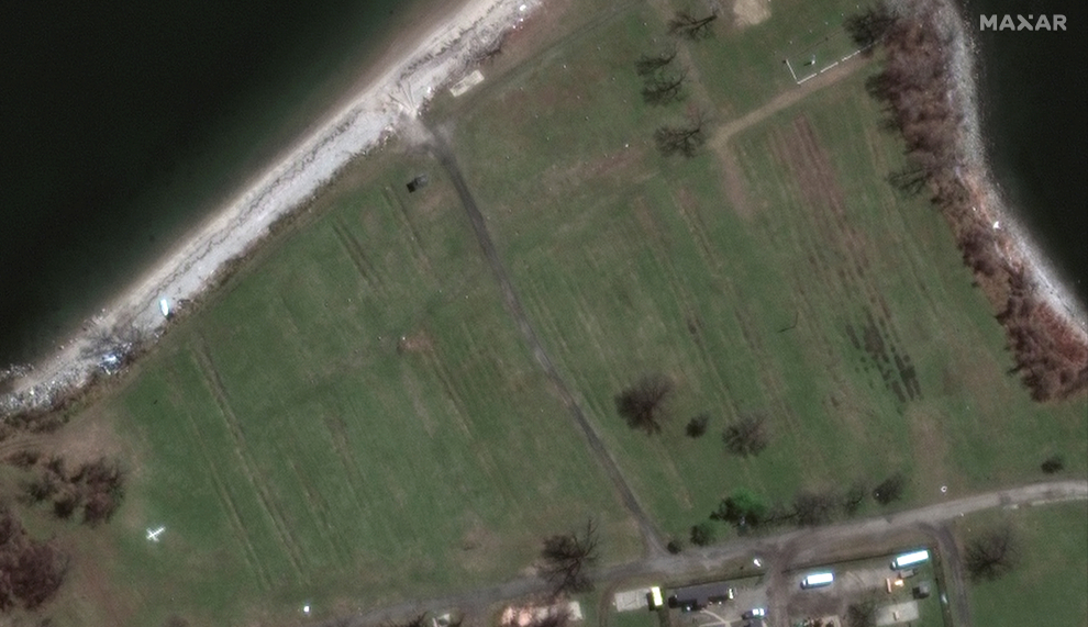 A satellite image shows the cemetery on New York's Hart Island
