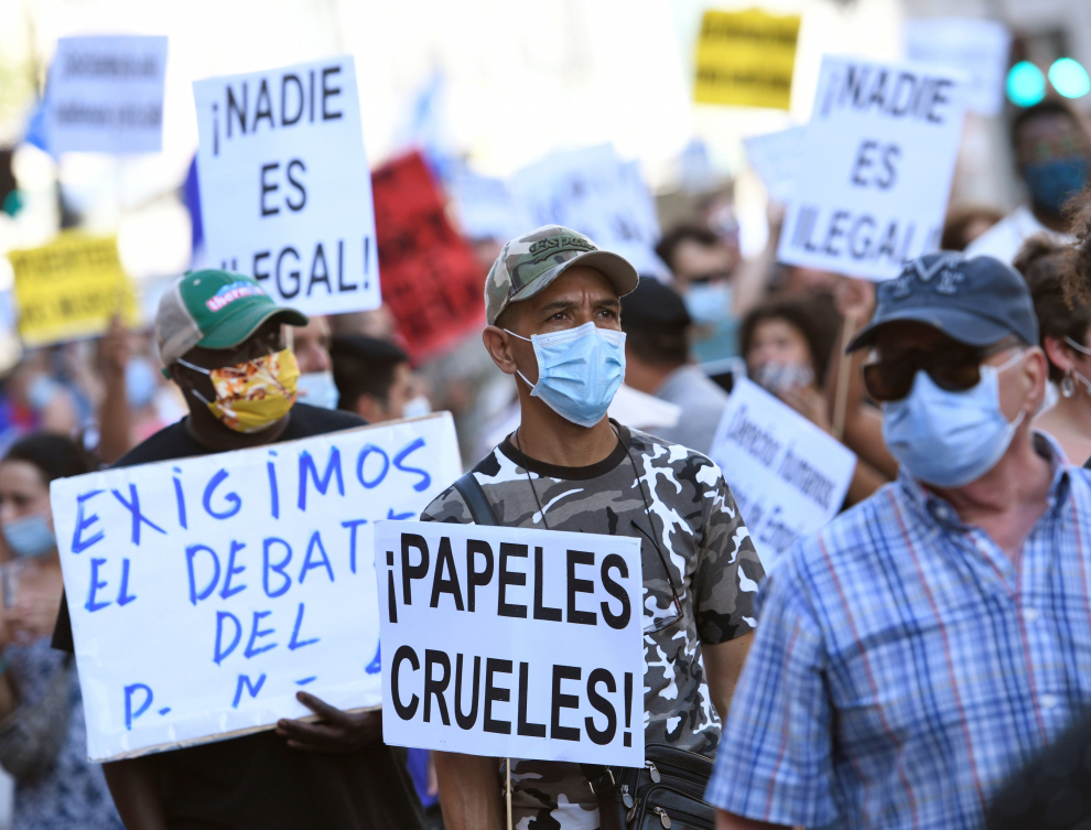 Protestas en Madrid para reclamar regularización de inmigrantes irregulares