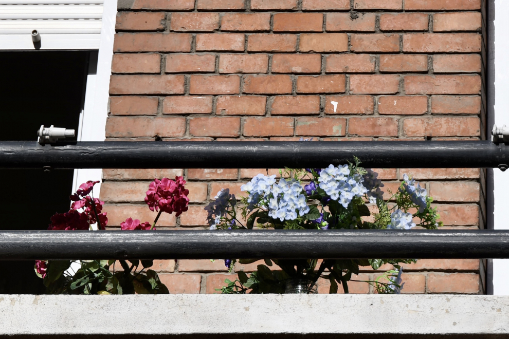 Balcones engalanados en el Día del Pilar 2020 en Zaragoza