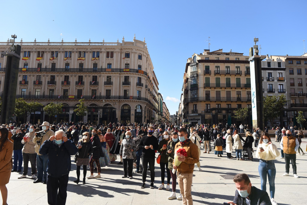La plaza del Pilar, el 12 de octubre de 2020