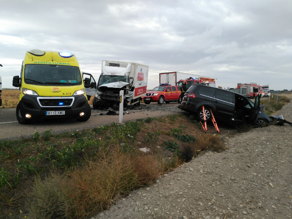 Fallece un conductor en un accidente de tráfico en la N-II, a la altura de Bujaraloz