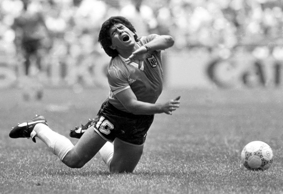Maradona, durante el partido de cuartos de final del Mundial de México 1986 contra Inglaterra.