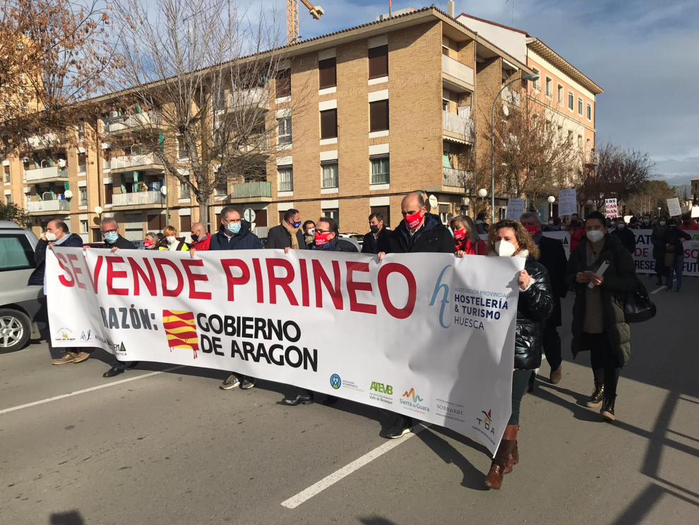Protesta multitudinaria en Huesca