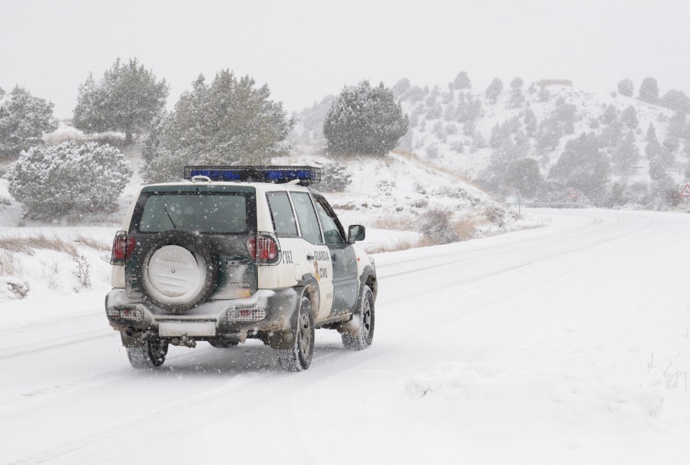 La nieve de Filomena tiñe de blanco la provincia de Teruel