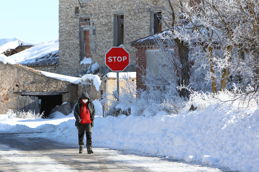 Cencellada en Bello, este martes 12 de enero, cuando registró la menor temperatura de España: -25,4 grados.