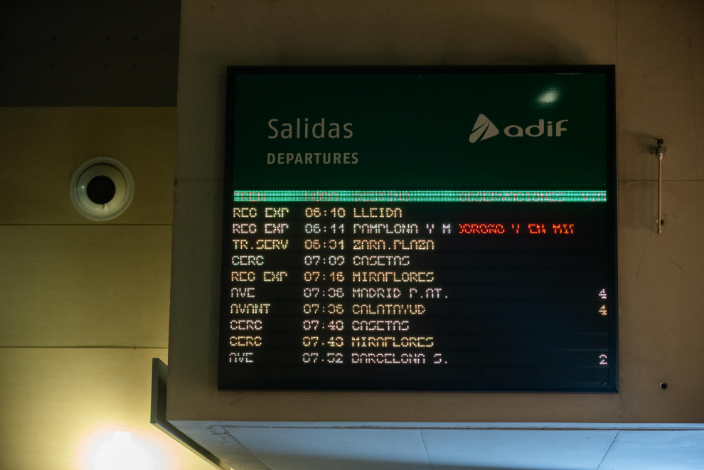 Viaje en el tren de las 6.10 entre Zaragoza y Lérida se suprime el 1 de abril de 2021.