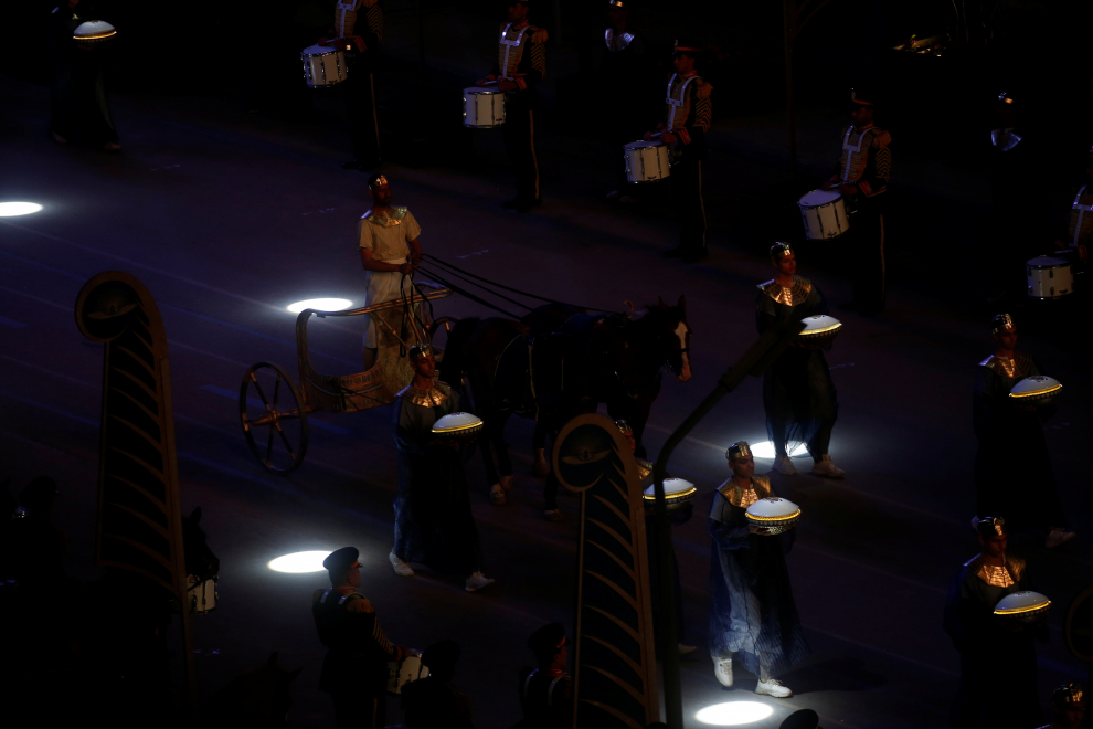 Transfer of mummies from the Egyptian Museum to the National Museum of Egyptian Civilization, in Cairo