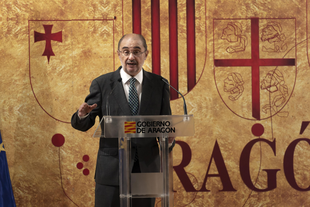 El presidente del Gobierno de Aragón, Javier Lambán, en el acto del Día de Aragón en Teruel