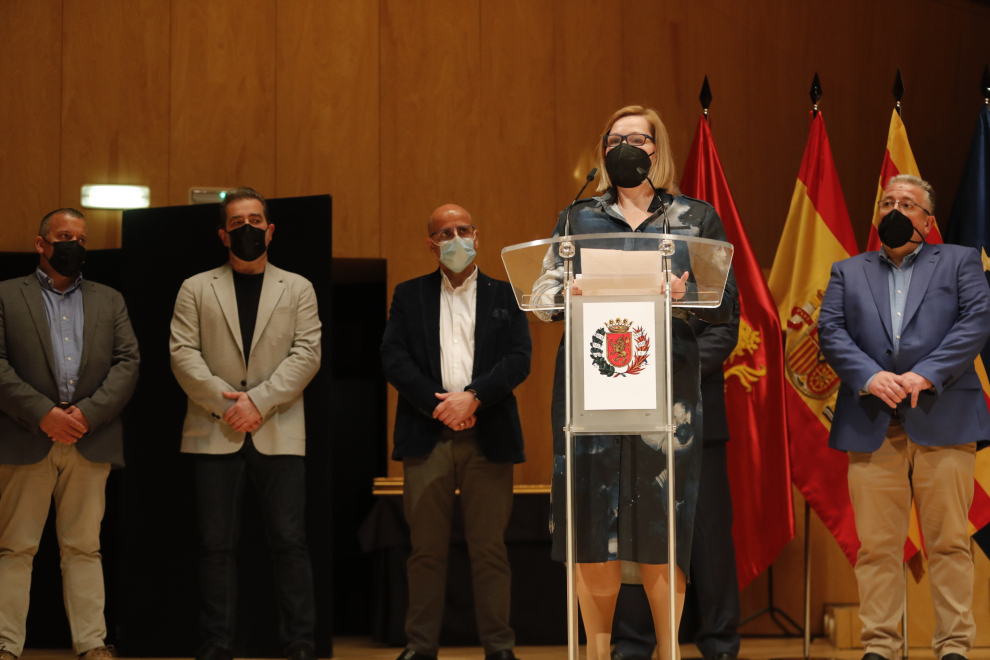 Foto de la entrega de las distinciones -Medalla de Oro, Hijos Predilectos e Hijos Adoptivos- del Ayuntamiento de Zaragoza 2020