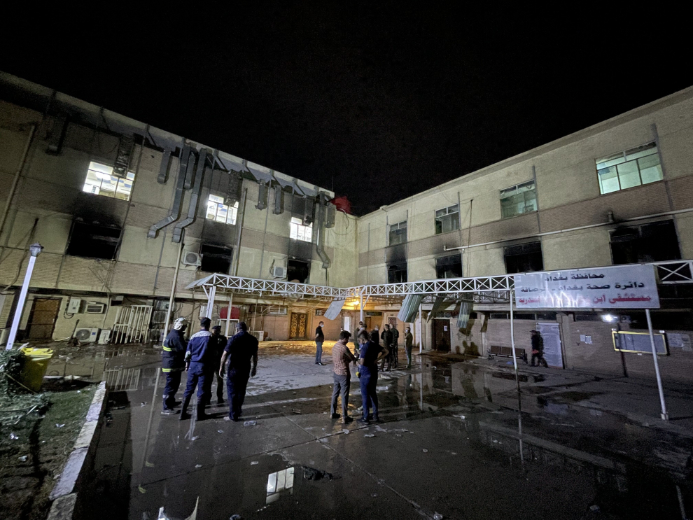 Explosión e incendio en un hospital para pacientes de covid-19 en Bagdad