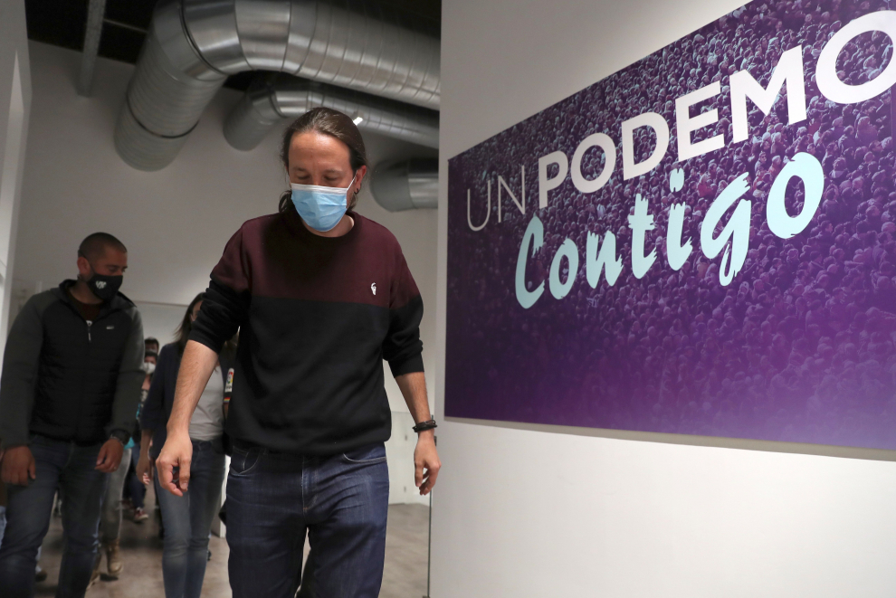 El candidato de Unidas Podemos a la presidencia de la Comunidad de Madrid y secretario general de Podemos, Pablo Iglesias