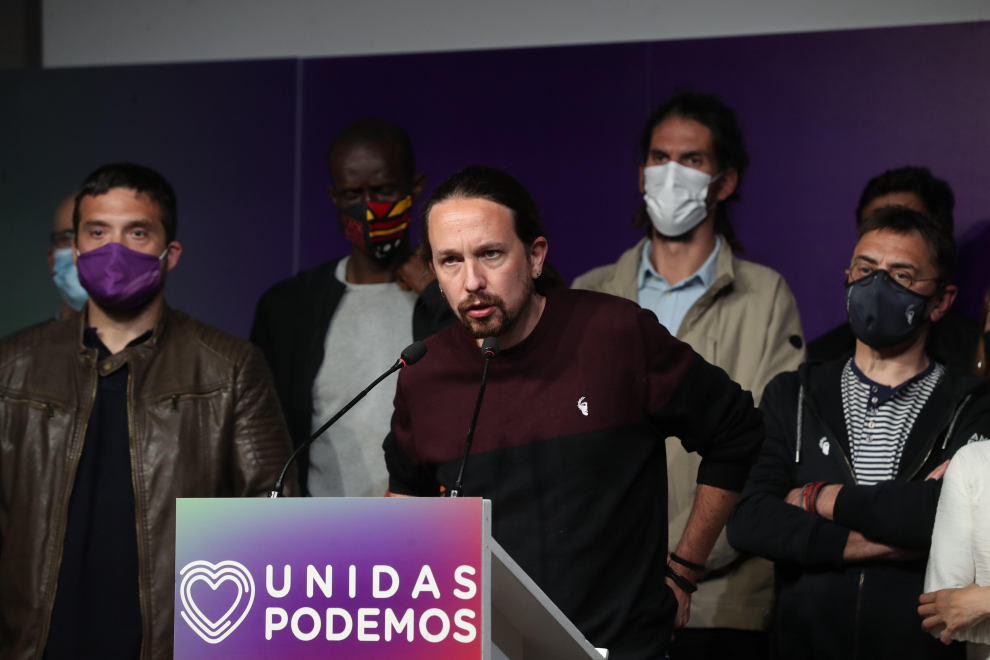 El candidato de Unidas Podemos a la presidencia de la Comunidad de Madrid y secretario general de Podemos, Pablo Iglesias