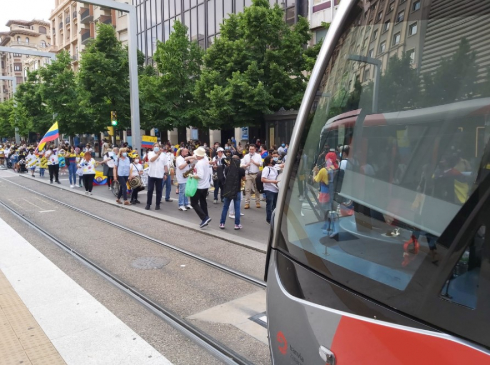 Protesta en Zaragoza contra la represión en Colombia