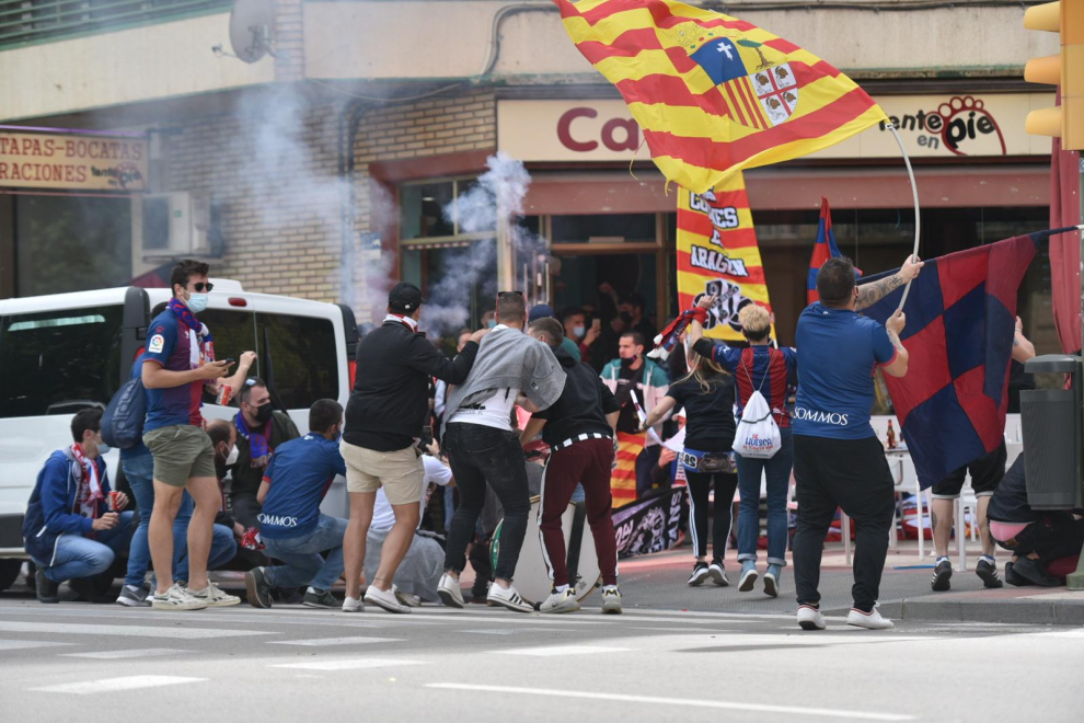 La hinchada de los azulgranas toma las calles.