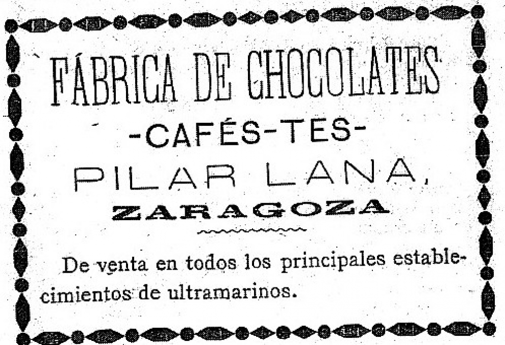 Un tarjetón publicitario de los chocolates de Pilar Lana.