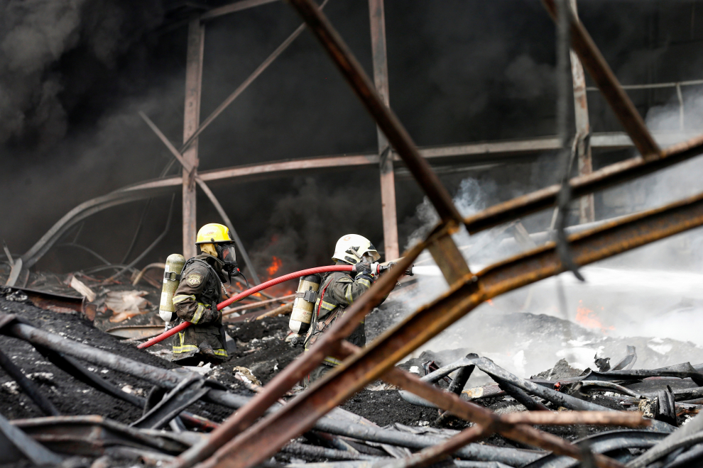 An explosion and fire destroy a factory in Samut Prakan, outside Bangkok