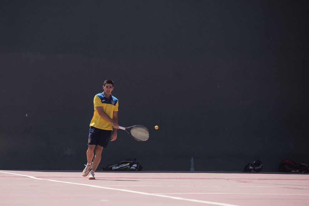 Jesús Parla, Darío Dobato, Rafael Sabías y Asier Moreno, jugadores del Club Frontenis Quinto