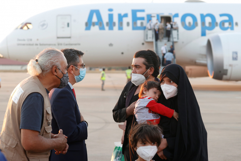 Llegada de evacuados afganos a Torrejón de Ardoz.