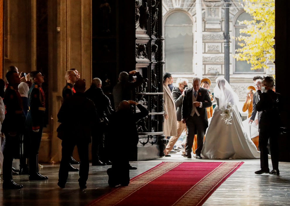 St. Petersburg (Russian Federation), 01/10/2021.- Grand Duke George Mikhailovich Romanov arrives for his wedding ceremony with Victoria Romanovna Bettarini at at the St. Isaac's Cathedral in St. Petersburg, Russia, 01 October 2021. George Mikhailovich Romanov is a descendant of the Romanov family through his mother, recognized by a part of the monarchists (Cyrilists) as the heir to the supremacy in the Russian Imperial House. (Rusia, San Petersburgo) EFE/EPA/ANATOLY MALTSEV BEST QUALITY AVAILABLE
 RUSSIA ROMANOV WEDDING