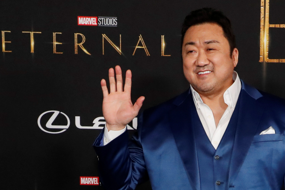 Cast member Ma Dong-seok, also known as Don Lee, poses at the premiere for the film Eternals in Los Angeles, California, U.S. October 18, 2021. REUTERS/Mario Anzuoni[[[REUTERS VOCENTO]]] FILM-ETERNALS/PREMIERE