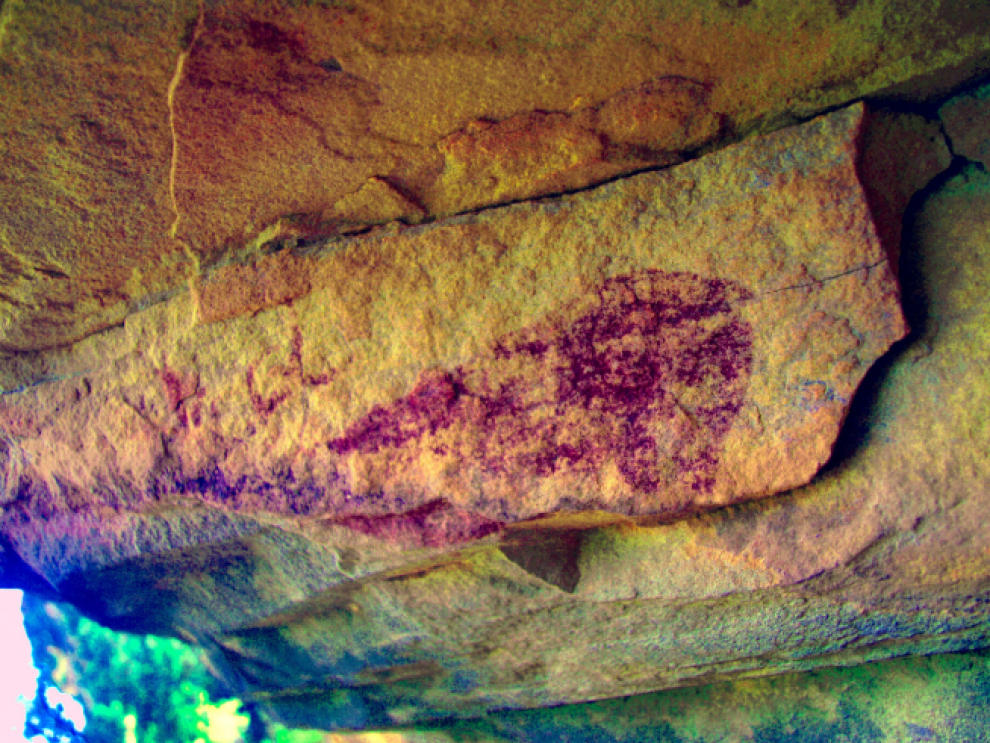 Pintura rupestre que expondría una posible cornamenta de un ciervo