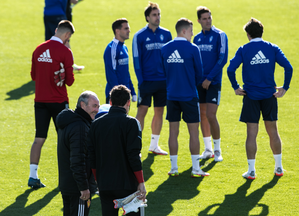 Entrenamiento del Real Zaragoza en La Romareda