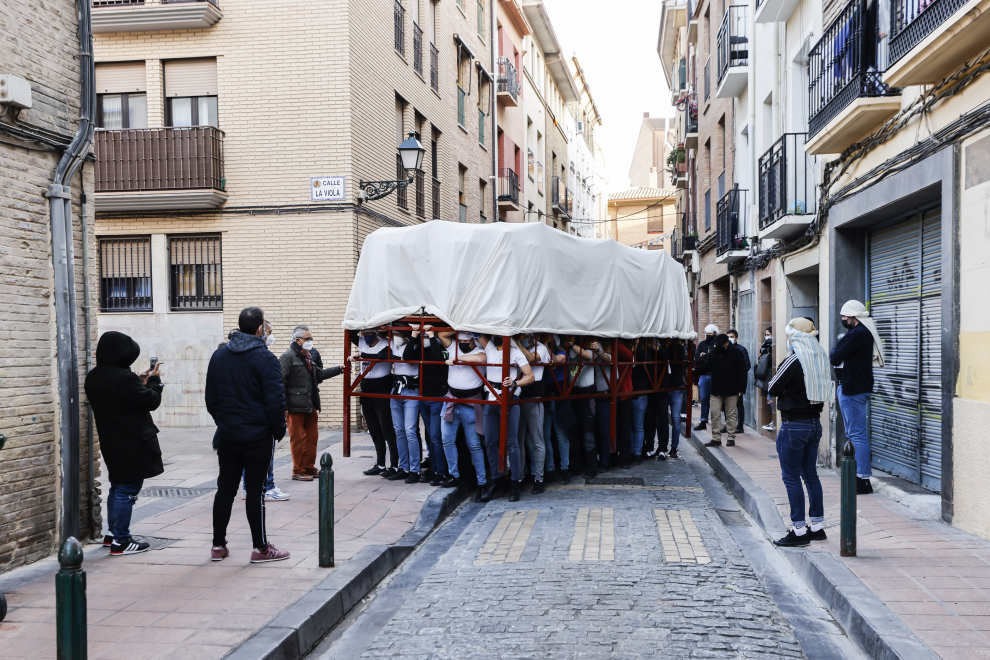Primer ensayo de costaleros en Zaragoza tras dos años de parón