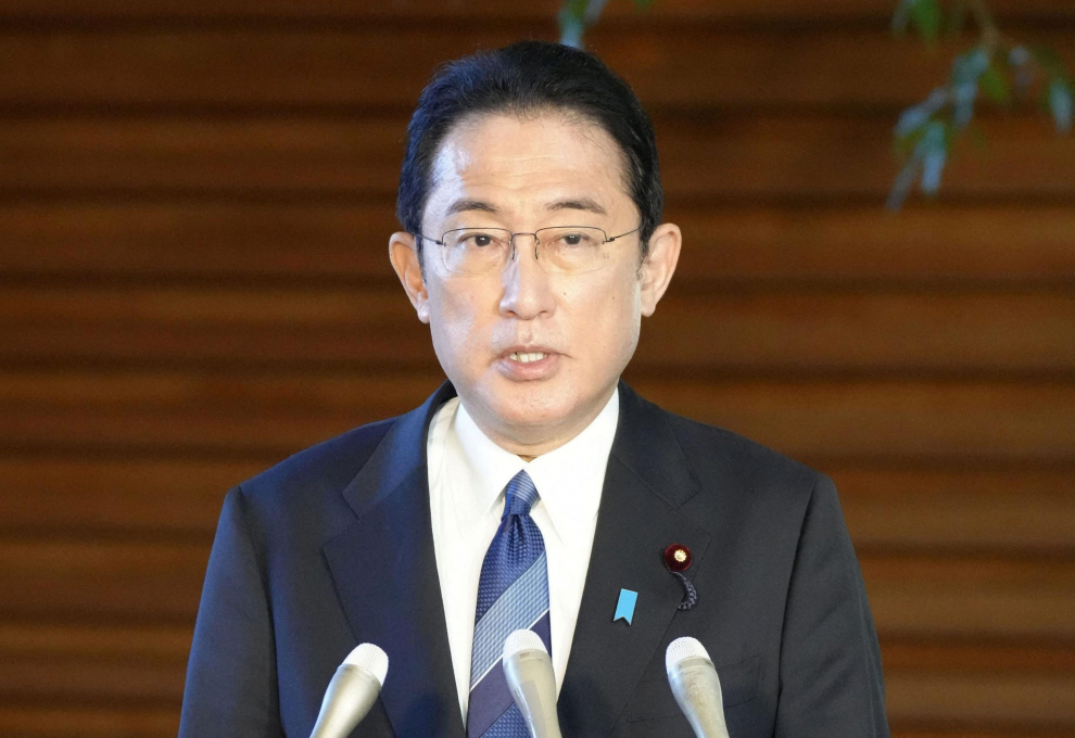 El primer ministro japonés, Fumio Kishida, comparece ante la prensa sobre el conflicto en Ucrania.