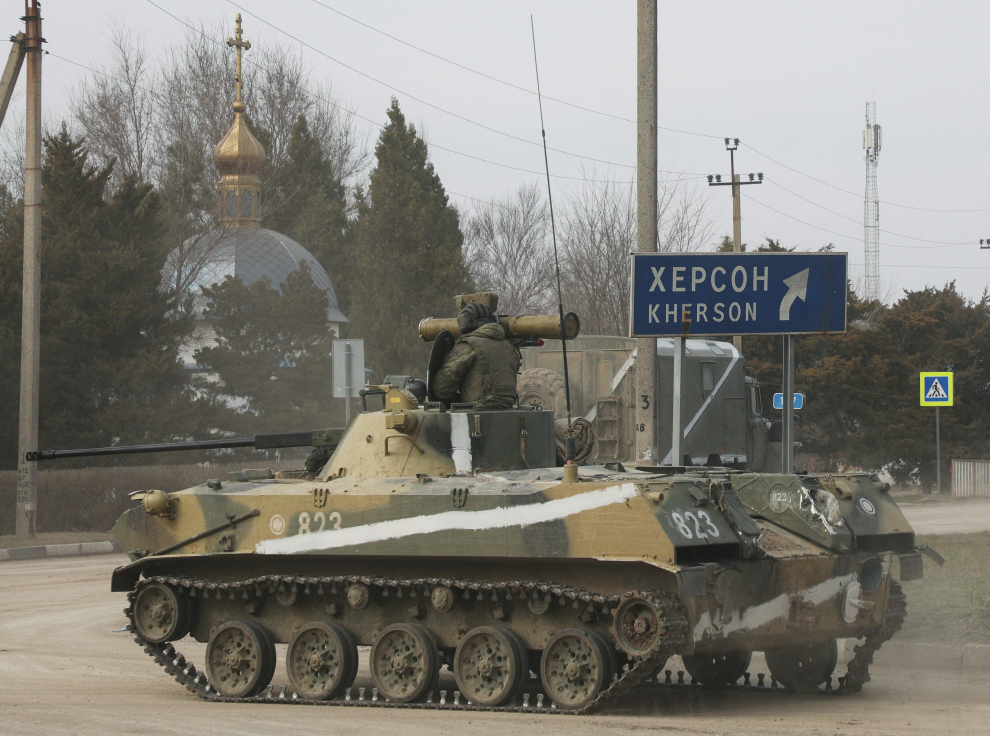 Militares en Armyansk (Ucrania).