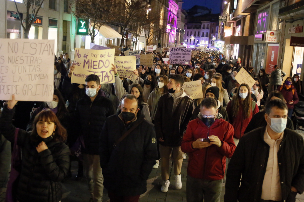 La manifestación en la capital oscense contó con numerosa participación.