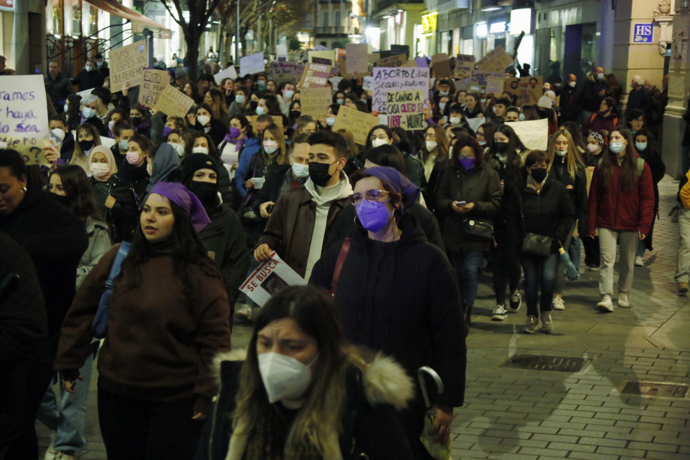 La manifestación en la capital oscense contó con numerosa participación.