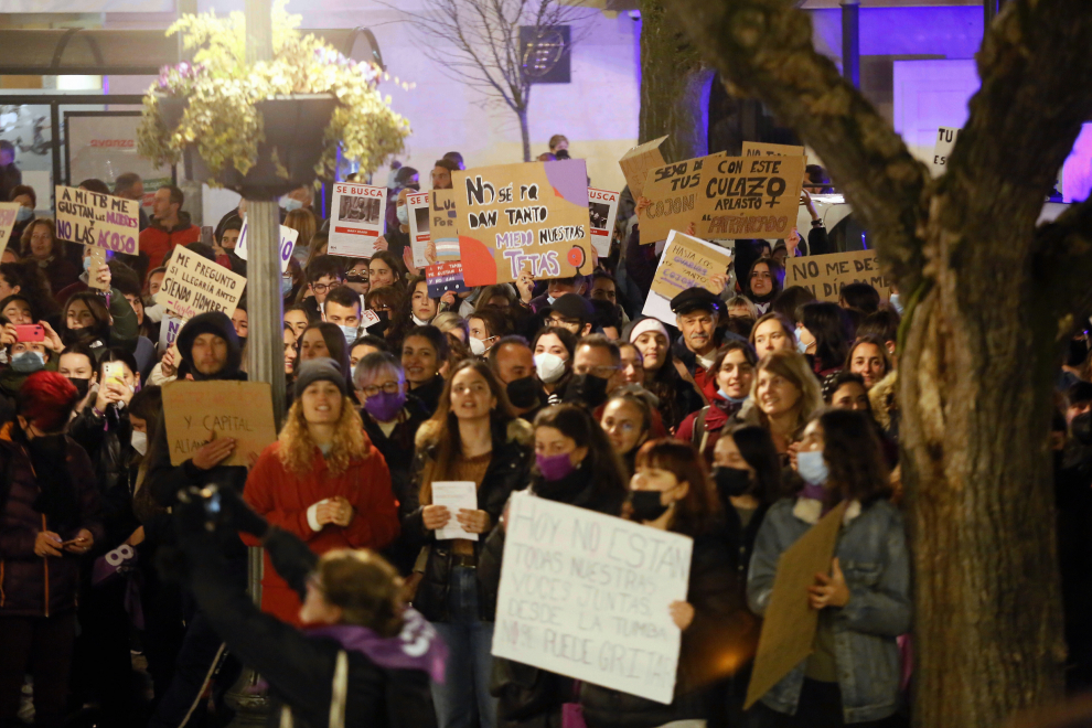La manifestación en la capital oscense contó con numerosa participación.