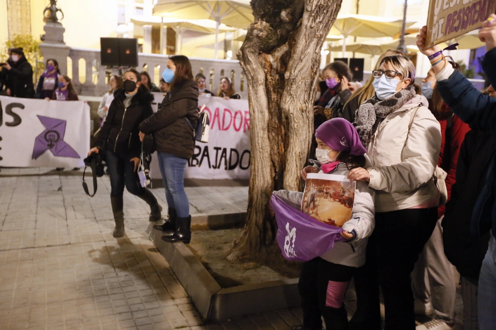 La manifestación en la capital oscense contó con numerosa participación.
