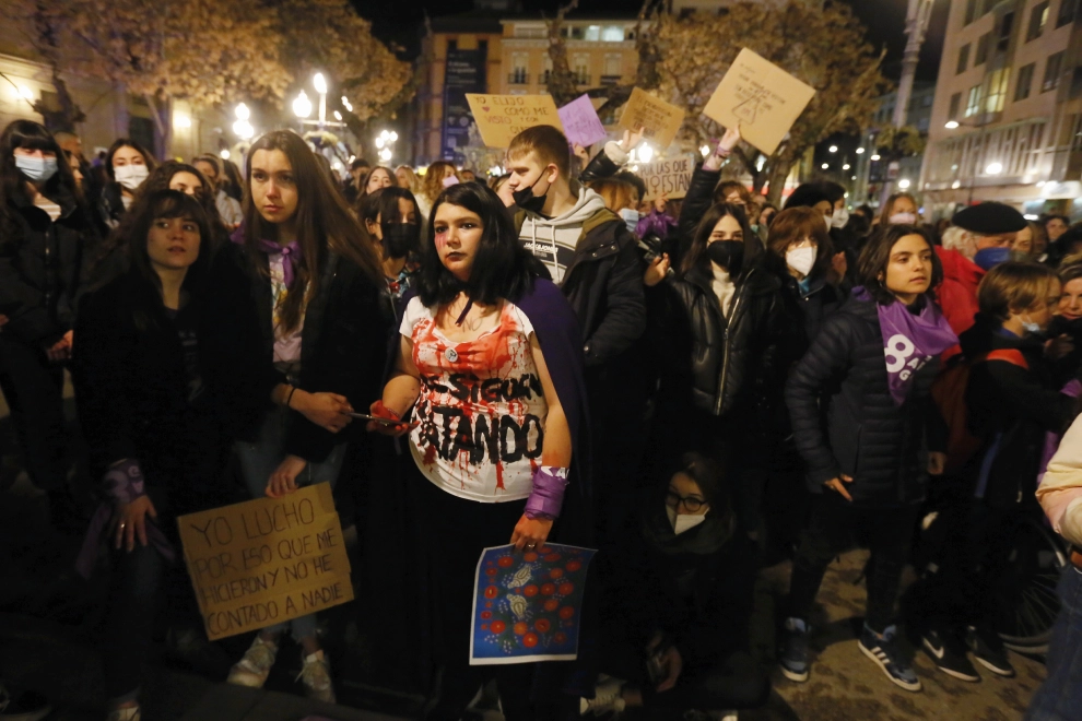 La manifestación en la capital oscense contó con numerosa participación.