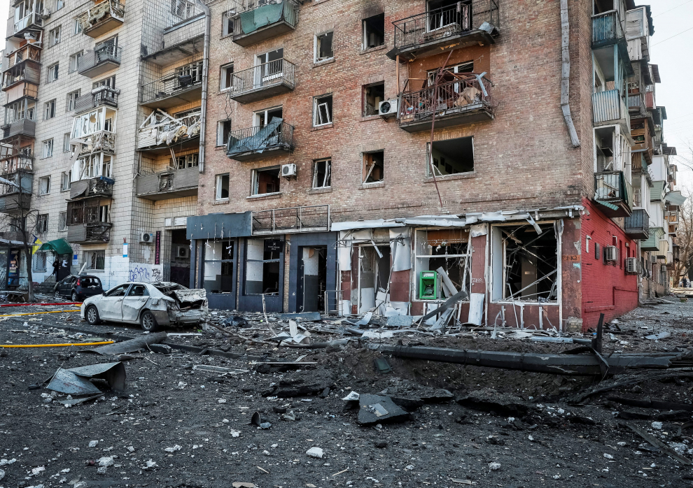 Bombardeos en Kiev.